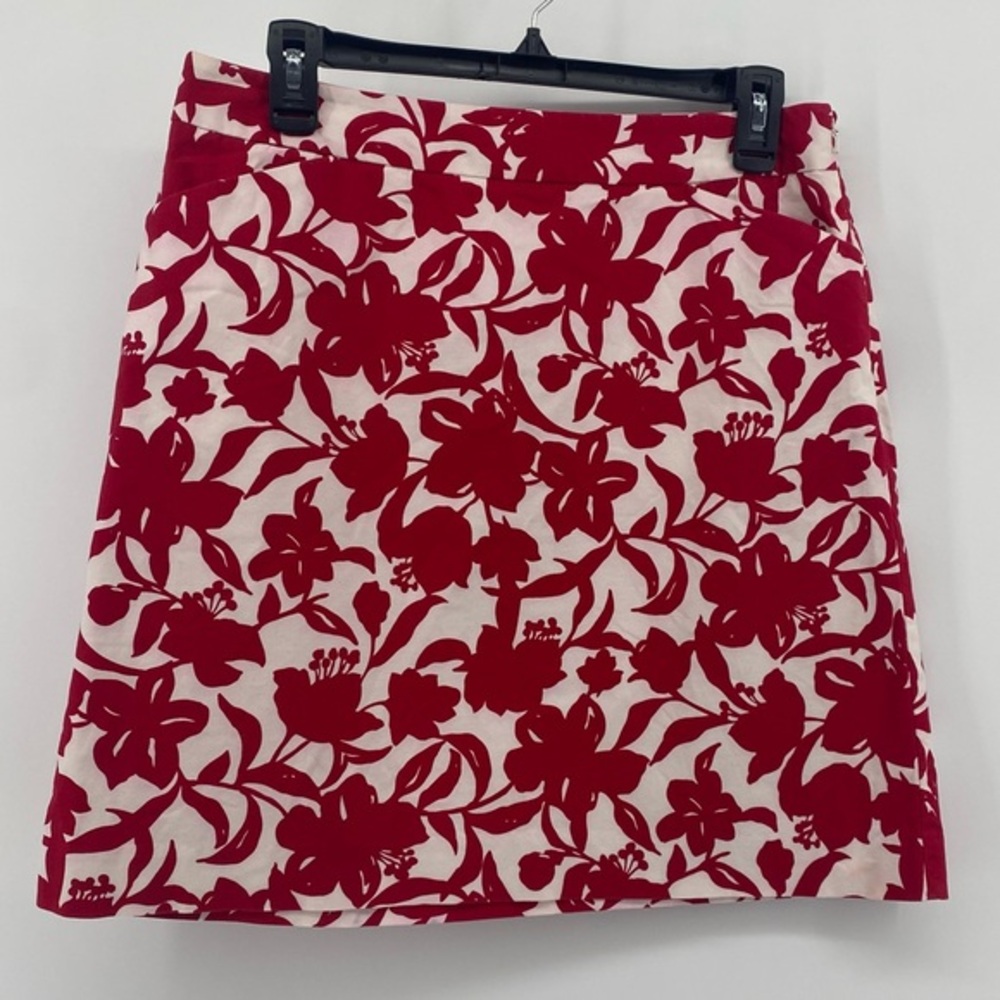 Ann Taylor | Women’s Red &’ White Floral Skirt | Size 6 |
